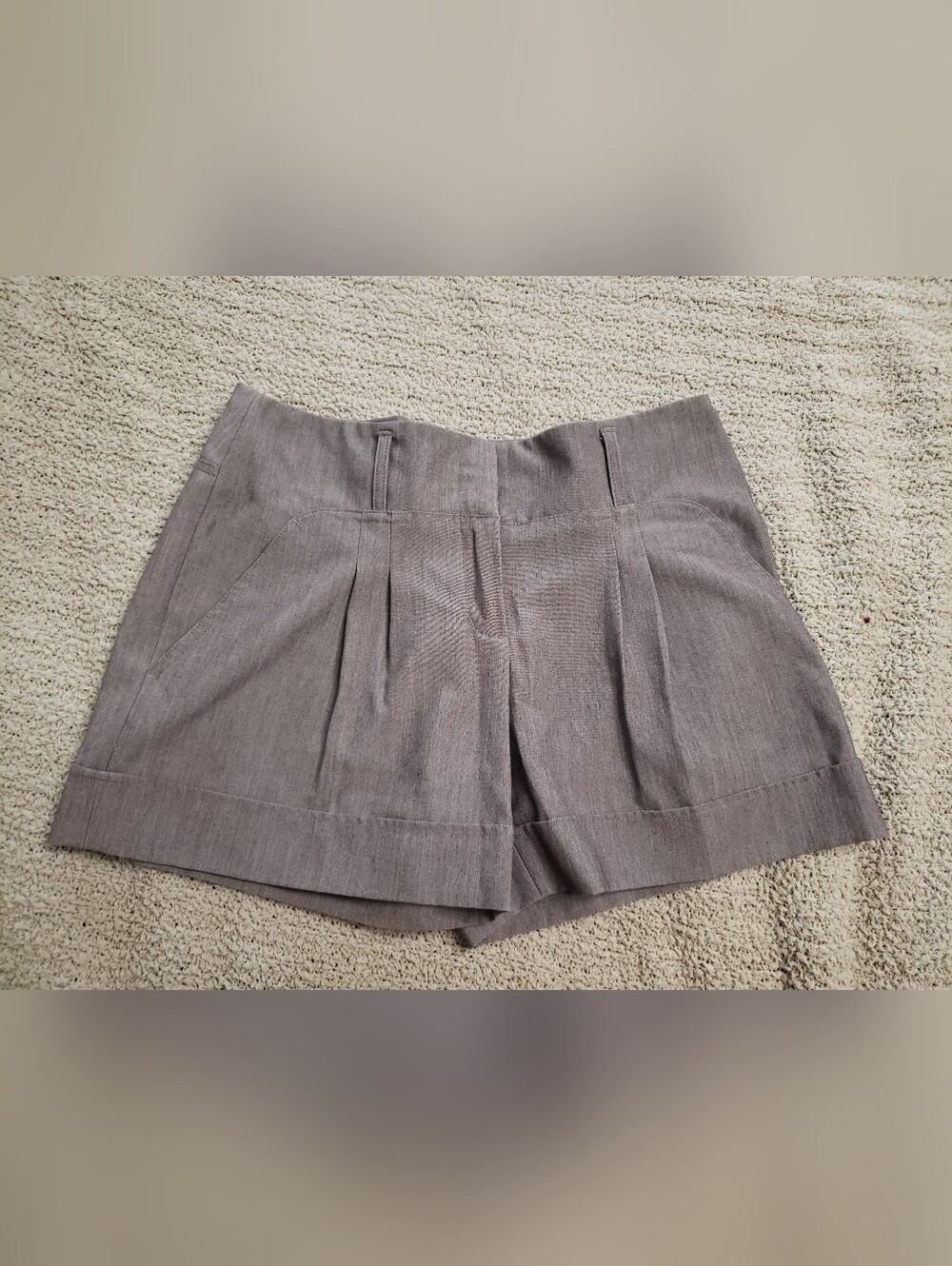 BCBGMaxAzria Taupe High-Waist Pleated Shorts